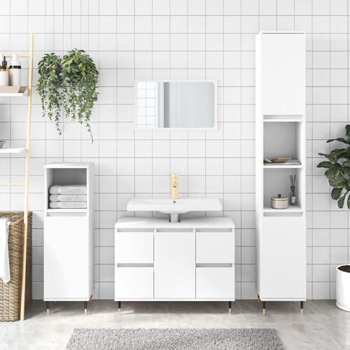 Badeværelsesskab 80x33x60 cm konstrueret træ hvid