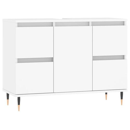 Badeværelsesskab 80x33x60 cm konstrueret træ hvid