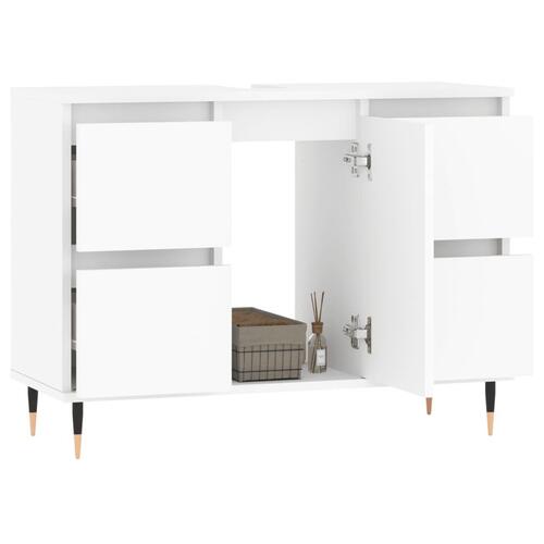Badeværelsesskab 80x33x60 cm konstrueret træ hvid