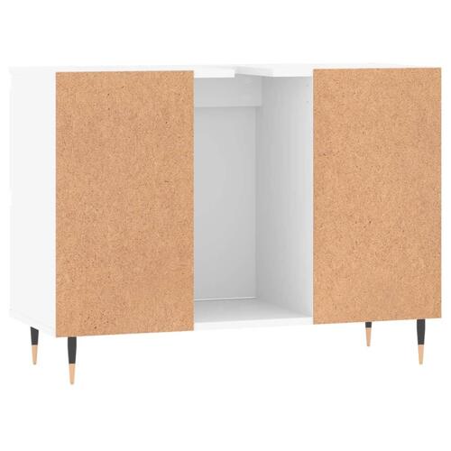 Badeværelsesskab 80x33x60 cm konstrueret træ hvid