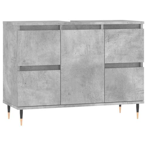 Badeværelsesskab 80x33x60 cm konstrueret træ betongrå