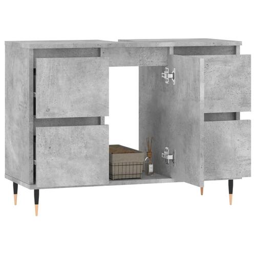 Badeværelsesskab 80x33x60 cm konstrueret træ betongrå
