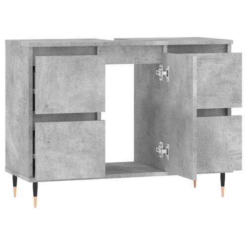 Badeværelsesskab 80x33x60 cm konstrueret træ betongrå