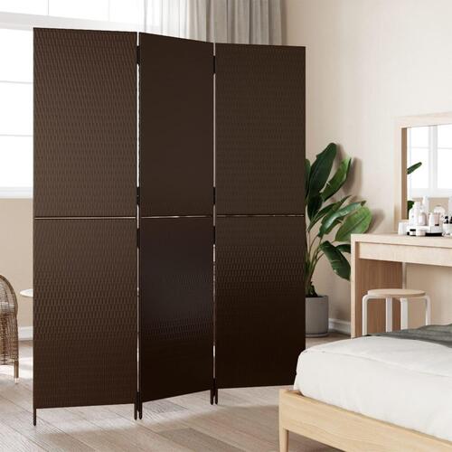 Rumdeler 3 paneler polyrattan brun