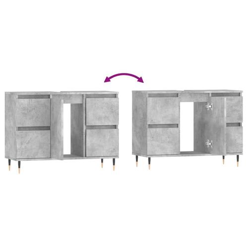 Badeværelsesskab 80x33x60 cm konstrueret træ betongrå