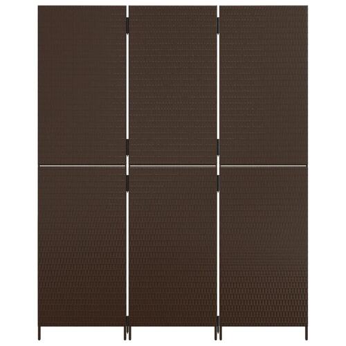 Rumdeler 3 paneler polyrattan brun
