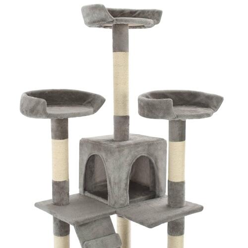 Kradsetræ til katte med sisal-kradsestolper 170 cm grå
