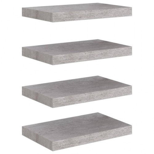 Svævehylder 4 stk. 40×23×3,8 cm i MDF - betongrå