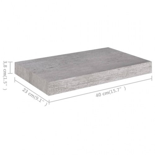 Svævehylder 4 stk. 40×23×3,8 cm i MDF - betongrå