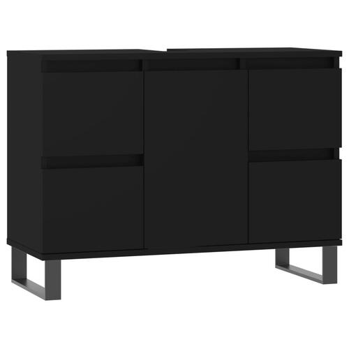 Badeværelsesskab 80x33x60 cm konstrueret træ sort