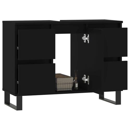Badeværelsesskab 80x33x60 cm konstrueret træ sort