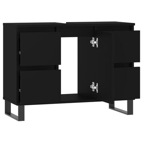Badeværelsesskab 80x33x60 cm konstrueret træ sort