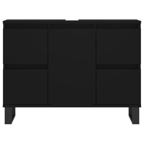 Badeværelsesskab 80x33x60 cm konstrueret træ sort