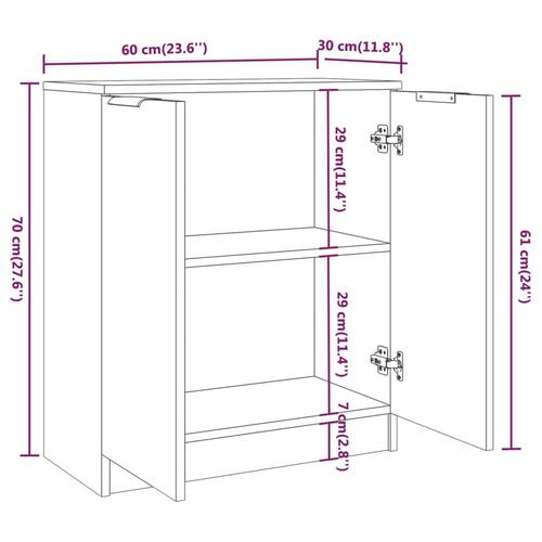 Skænk 60x30x70 cm konstrueret træ hvid højglans