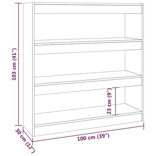 Bogreol/rumdeler 100x30x103 cm hvid højglans