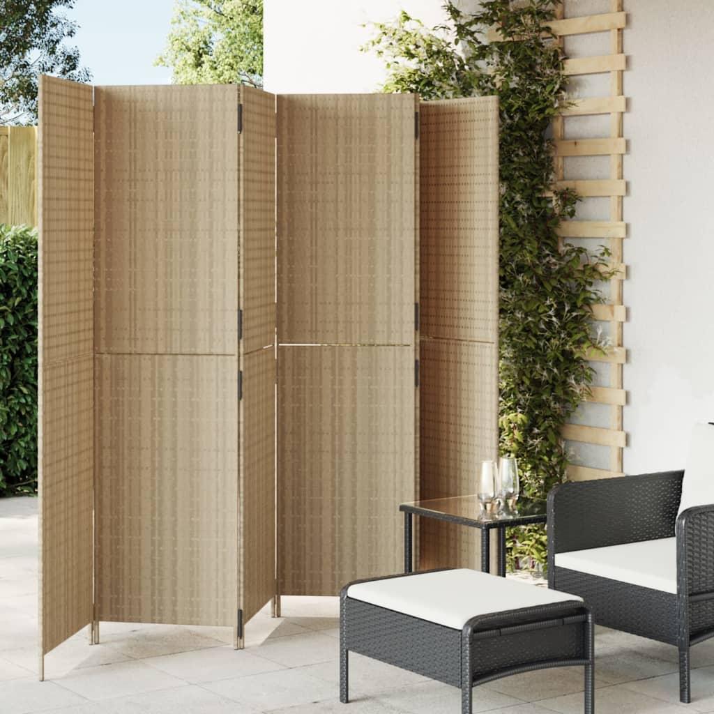 Rumdeler 6 paneler polyrattan beige