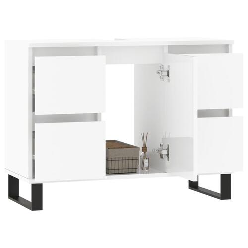 Badeværelsesskab 80x33x60 cm konstrueret træ hvid højglans