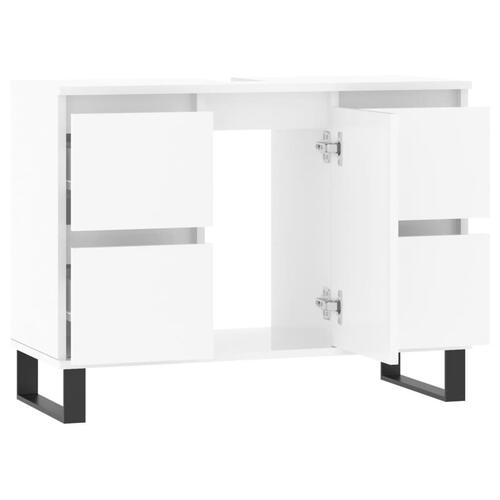 Badeværelsesskab 80x33x60 cm konstrueret træ hvid højglans