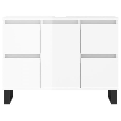Badeværelsesskab 80x33x60 cm konstrueret træ hvid højglans