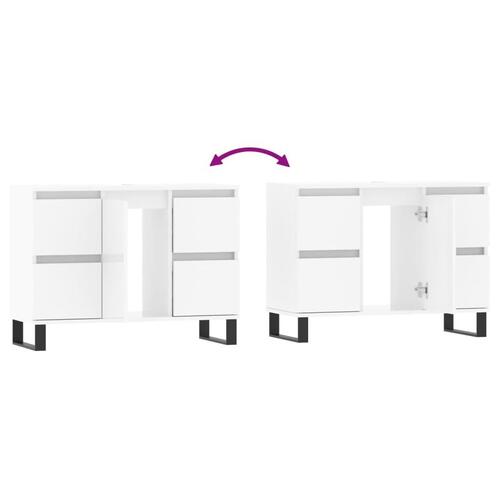 Badeværelsesskab 80x33x60 cm konstrueret træ hvid højglans