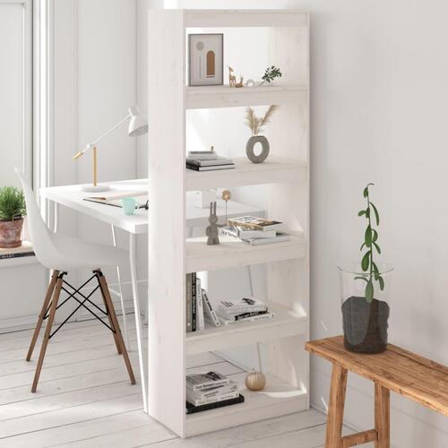 Bogreol/rumdeler 60x30x167,5 cm massivt fyrretræ hvid