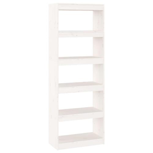 Bogreol/rumdeler 60x30x167,5 cm massivt fyrretræ hvid