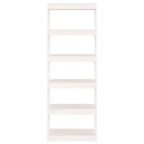Bogreol/rumdeler 60x30x167,5 cm massivt fyrretræ hvid