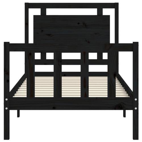 Sengeramme med sengegavl Small Single massivt træ sort
