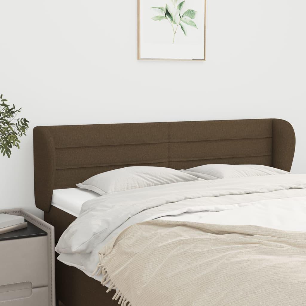 Sengegavl med kanter 147x23x78/88 cm stof mørkebrun