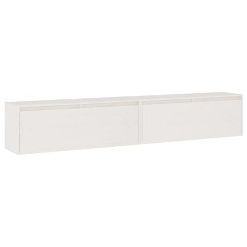 Vægskabe 2 stk. 100x30x35 cm massivt fyrretræ hvid