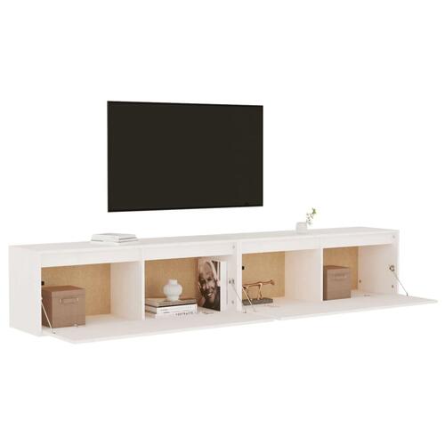 Vægskabe 2 stk. 100x30x35 cm massivt fyrretræ hvid