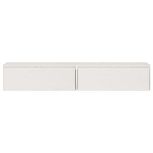 Vægskabe 2 stk. 100x30x35 cm massivt fyrretræ hvid