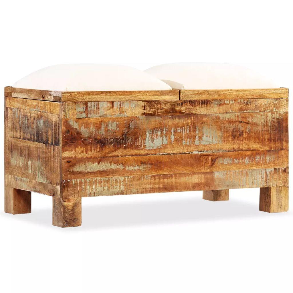 Opbevaringsbænk 80x40x40 cm massivt genbrugstræ
