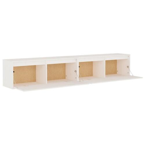 Vægskabe 2 stk. 100x30x35 cm massivt fyrretræ hvid