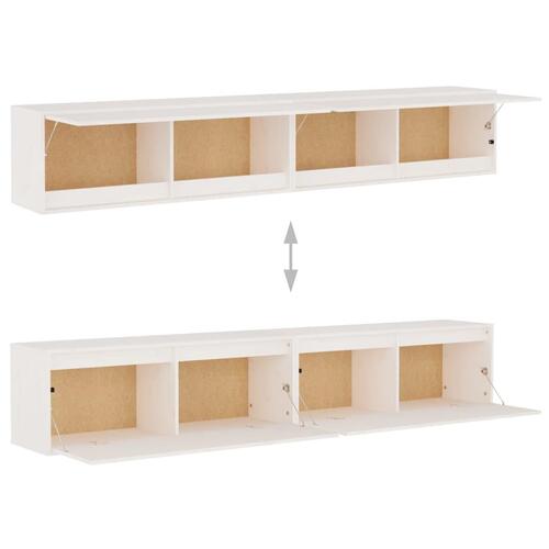 Vægskabe 2 stk. 100x30x35 cm massivt fyrretræ hvid