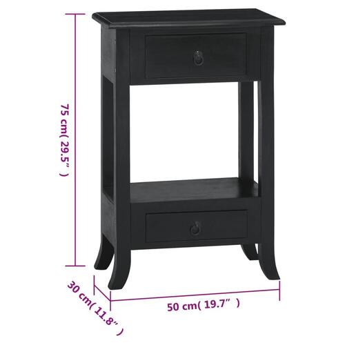 Konsolbord med skuffer 50x30x75 cm massivt mahognitræ sort