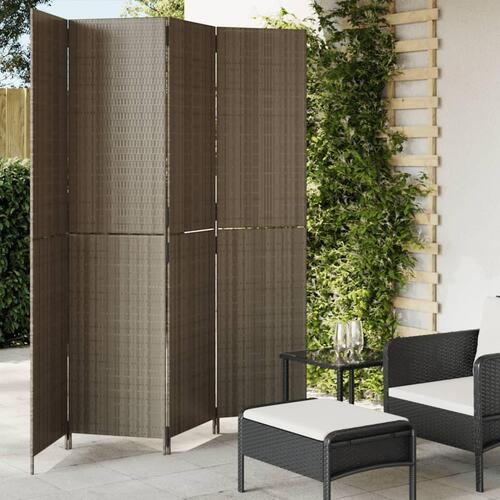 Rumdeler 4 paneler polyrattan grå