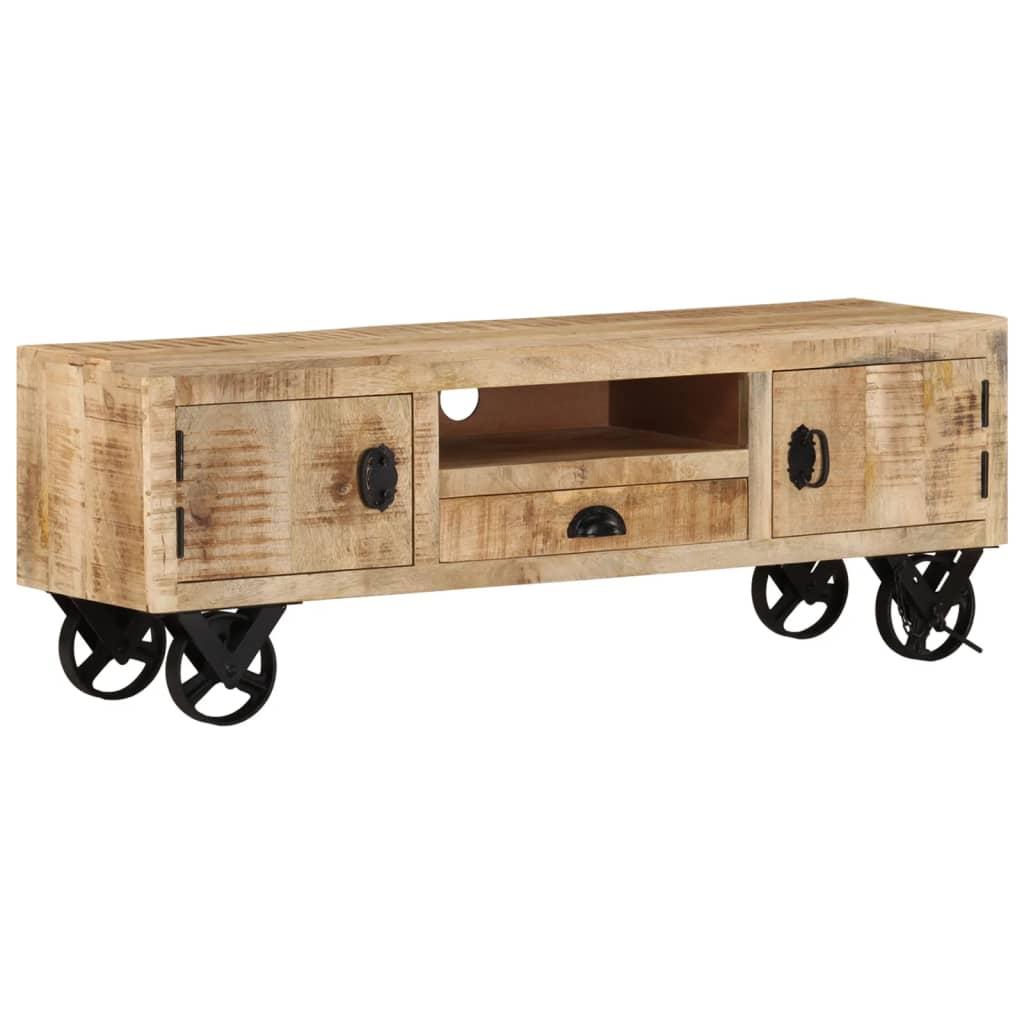 Tv-bord med hjul 110x30x40 cm ru mangotræ