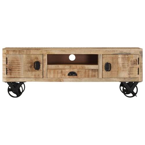 Tv-bord med hjul 110x30x40 cm ru mangotræ