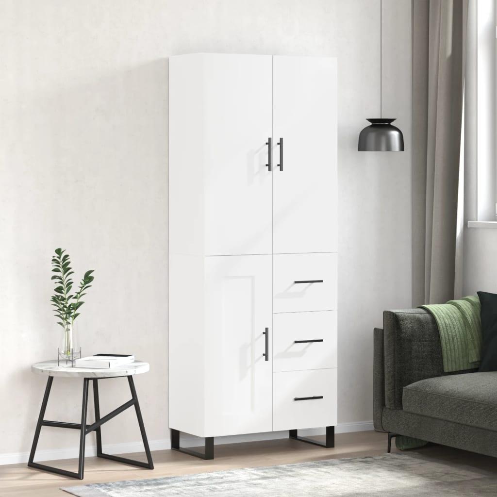 Højskab 69,5x34x180 cm konstrueret træ hvid billede