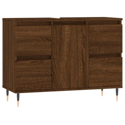 Badeværelsesskab 80x33x60 cm konstrueret træ brun egetræsfarve