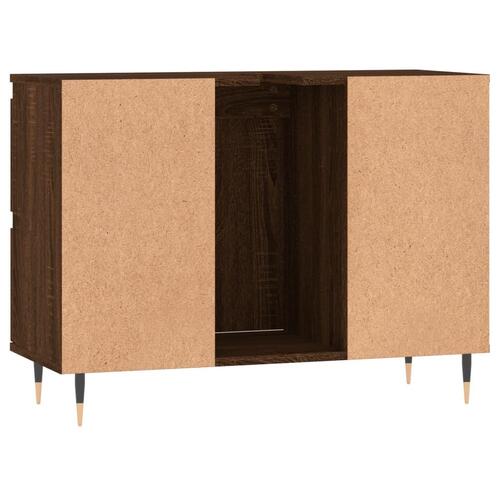 Badeværelsesskab 80x33x60 cm konstrueret træ brun egetræsfarve