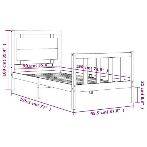Sengeramme uden madras 90x190 cm massivt fyrretræ