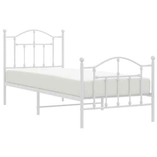 Sengeramme med sengegavl og fodgærde 90x200 cm metal hvid