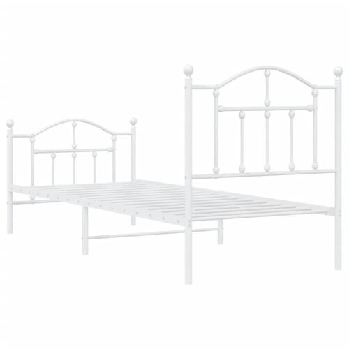 Sengeramme med sengegavl og fodgærde 90x200 cm metal hvid