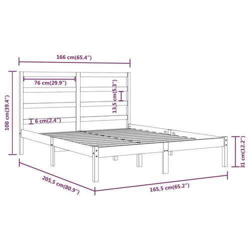 Sengeramme 160x200 cm massivt fyrretræ