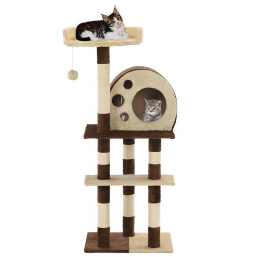 Kradsetræ til katte med sisal-kradsestolper 127 cm beige og brun