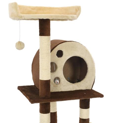 Kradsetræ til katte med sisal-kradsestolper 127 cm beige og brun