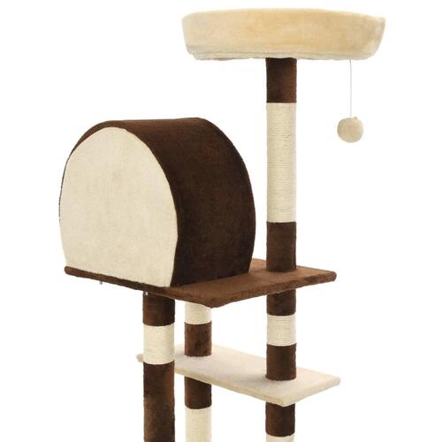 Kradsetræ til katte med sisal-kradsestolper 127 cm beige og brun