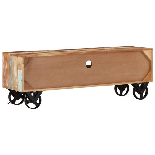 Tv-skab med hjul 110x30x37 cm massivt genbrugstræ